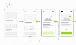 Illustration of a custom software interface and mobile design flow
